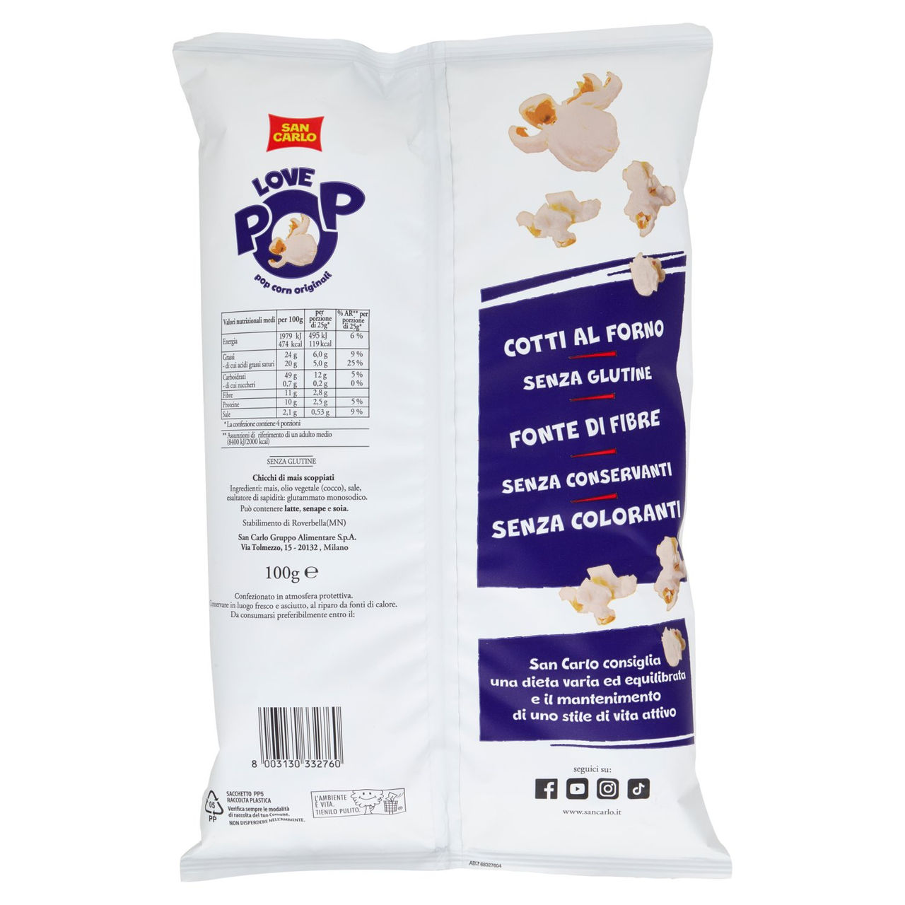 San Carlo Love Pop pop corn originali 100 g