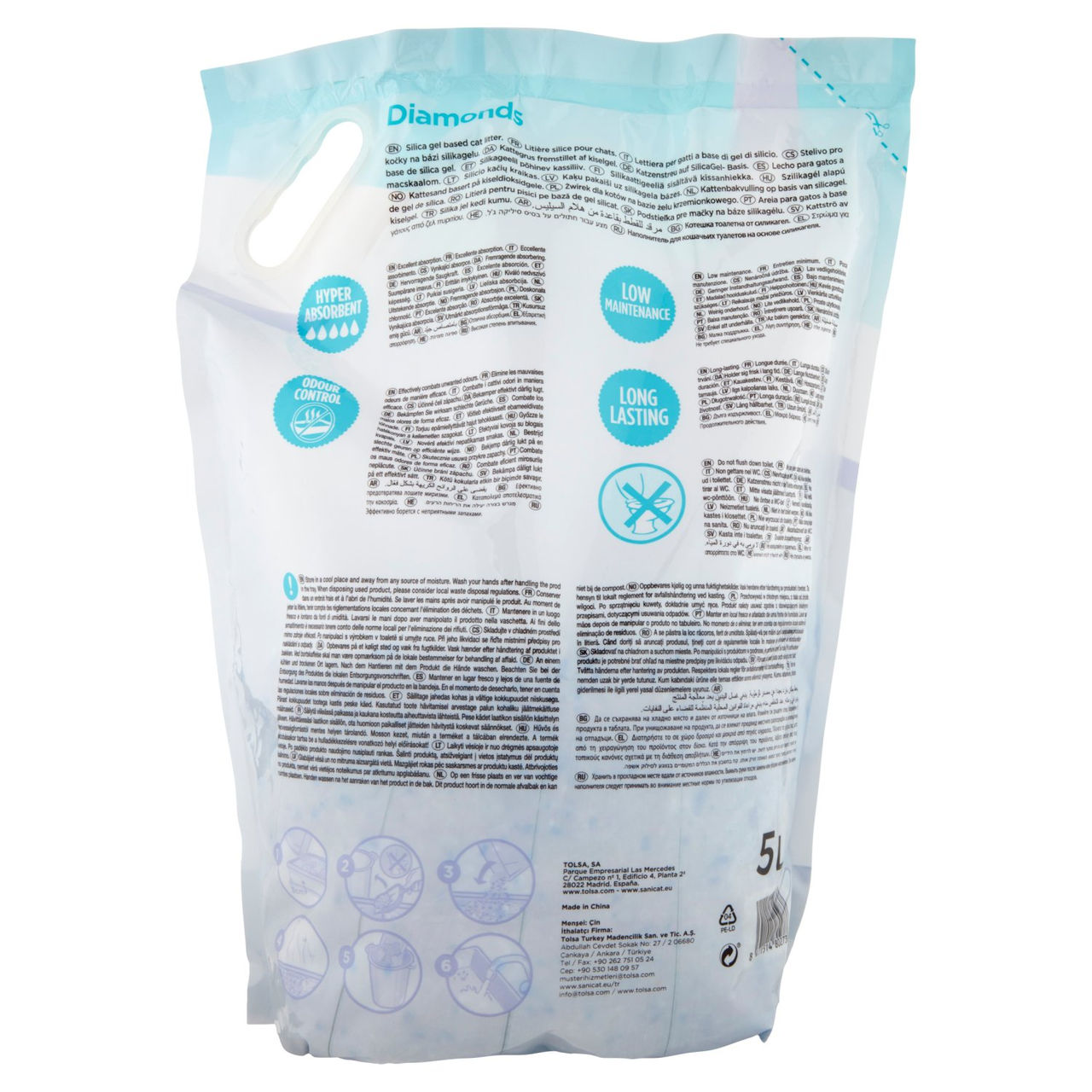 Sanicat Silica Gel Litter Diamonds 5 L