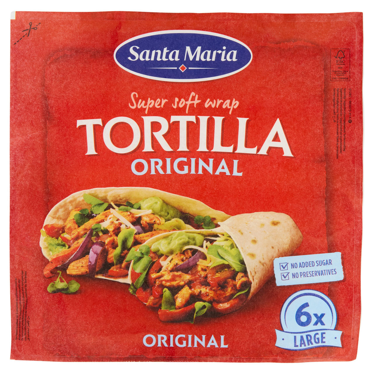 Santa Maria Super soft wrap Tortilla Original 6x Large 371 g