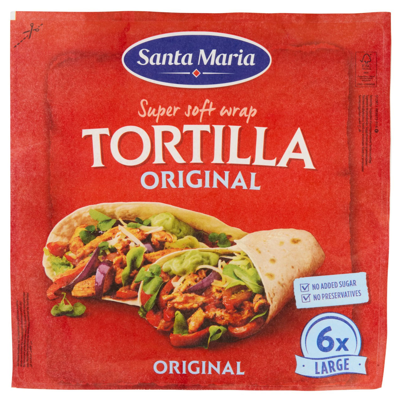 Santa Maria Super soft wrap Tortilla Original 6x Large 371 g