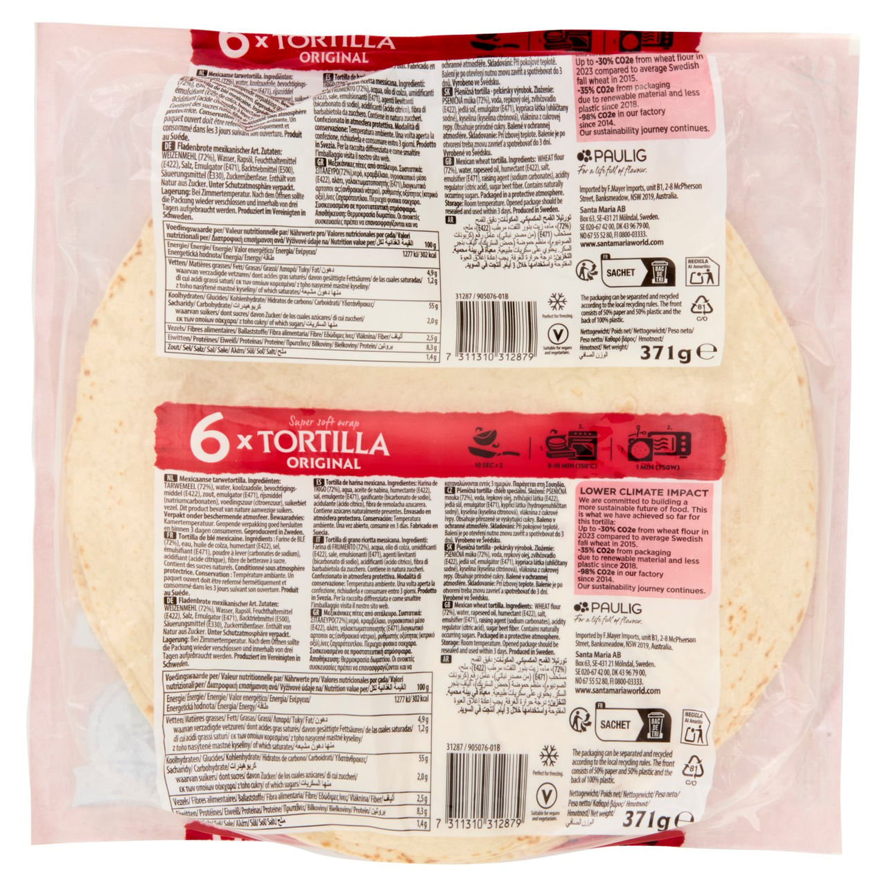 Santa Maria Super soft wrap Tortilla Original 6x Large 371 g