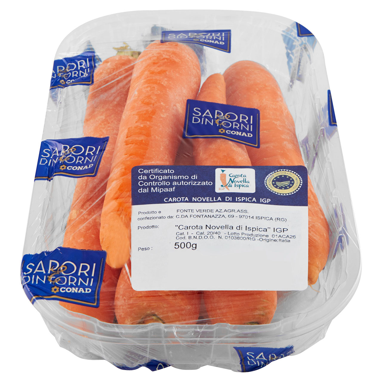 SAPORI & DINTORNI CONAD Carota Novella di Ispica IGP Italia Cal. 20/40 500 g