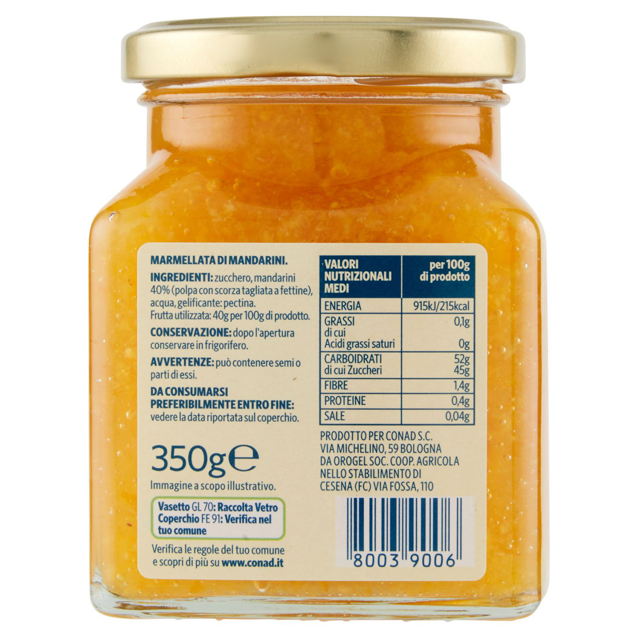 Marmellata di Mandarini di Sicilia 350 g Conad