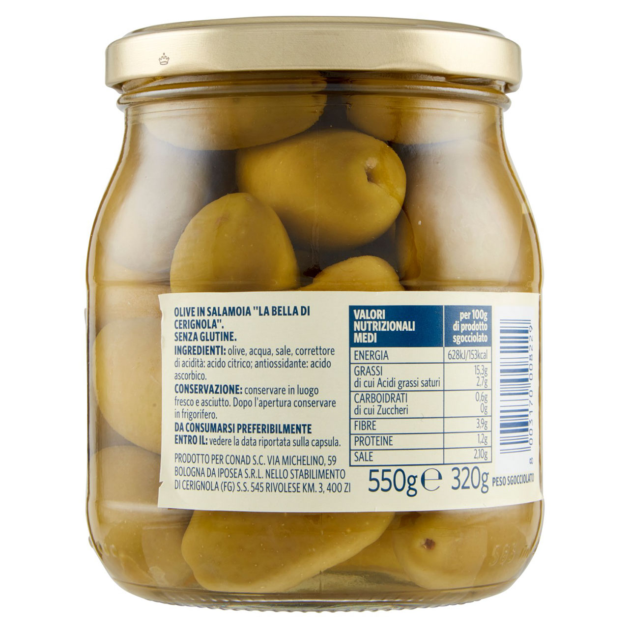 Olive La Bella di Cerignola Salamoia 550g Conad