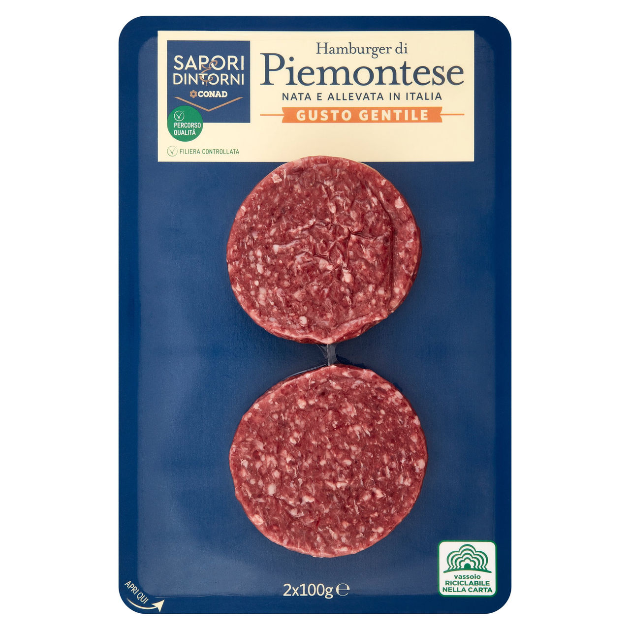 SAPORI & DINTORNI CONAD Percorso Qualità Hamburger di Piemontese Gusto Gentile 2 x 100 g