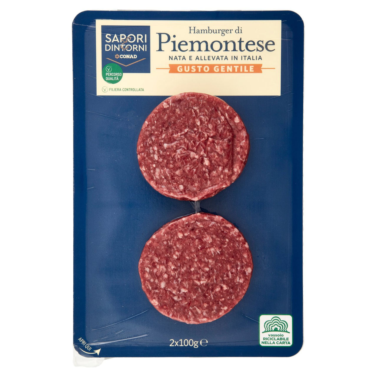 SAPORI & DINTORNI CONAD Percorso Qualità Hamburger di Piemontese Gusto Gentile 2 x 100 g