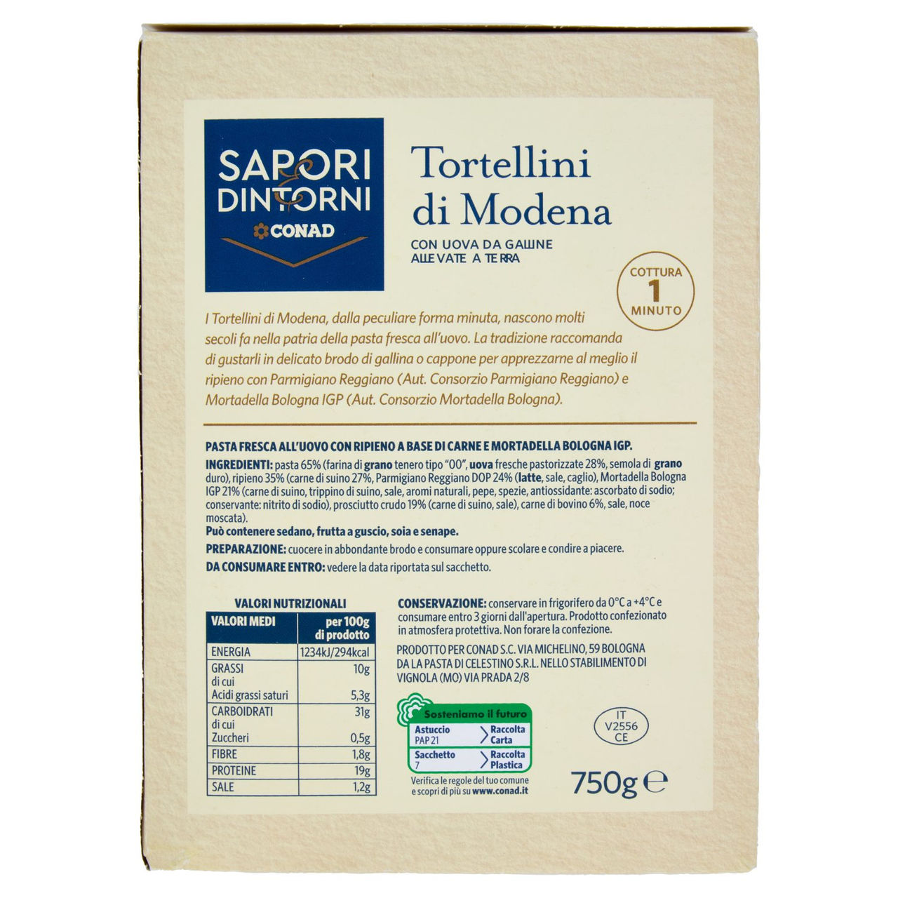 SAPORI & DINTORNI CONAD Tortellini di Modena 750 g