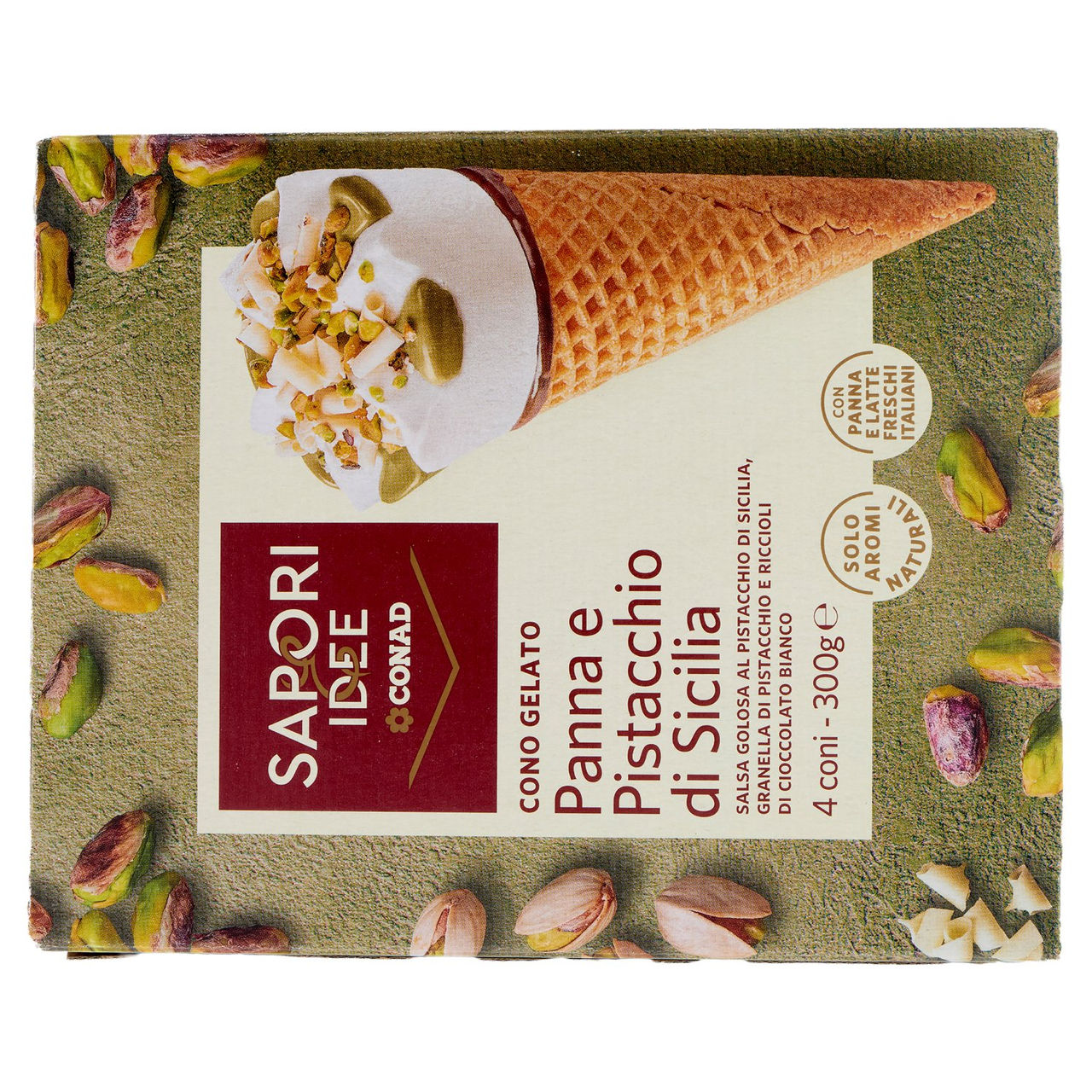Cono gelato Panna e Pistacchio di Sicilia