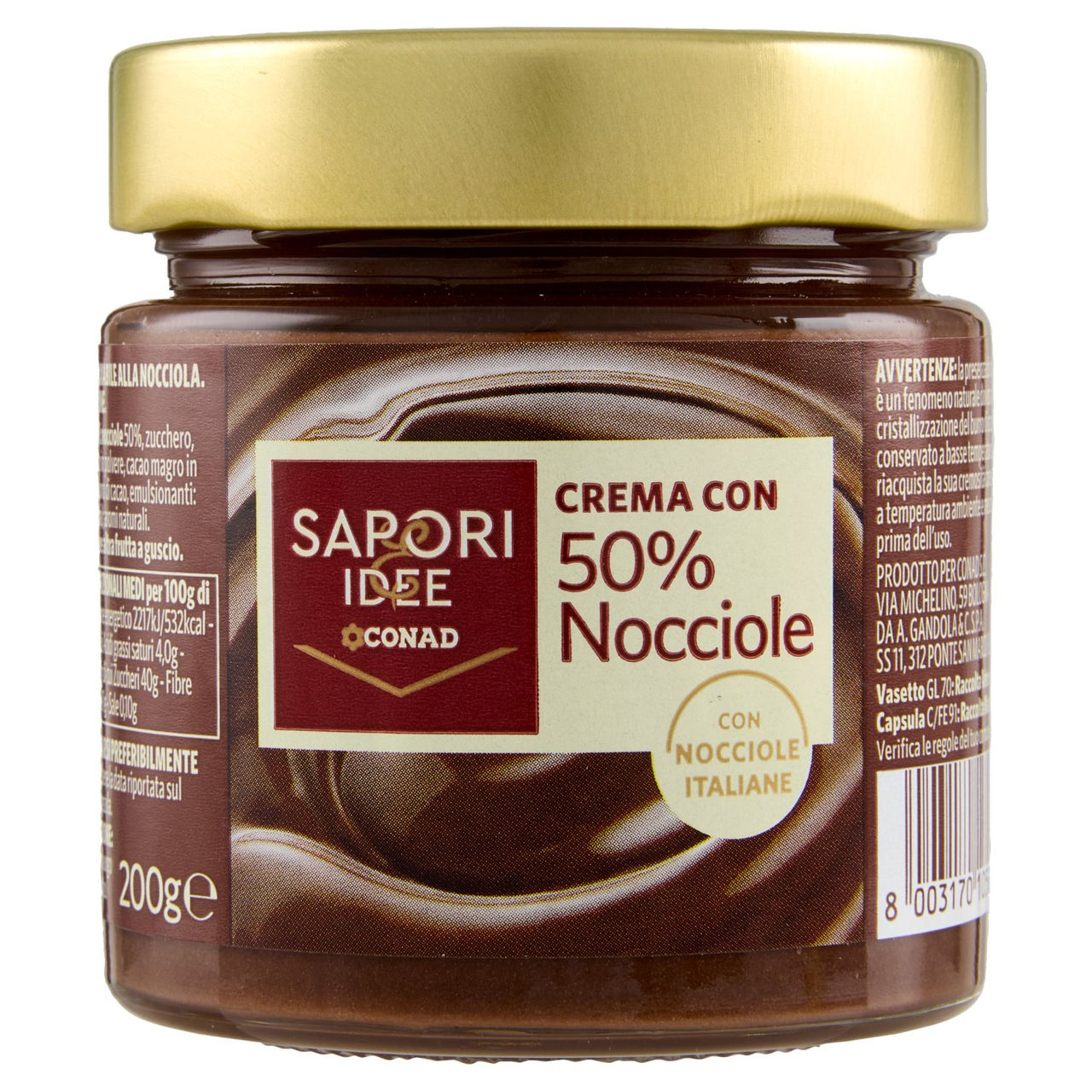 SAPORI & IDEE CONAD Crema con 50% Nocciole 200 g