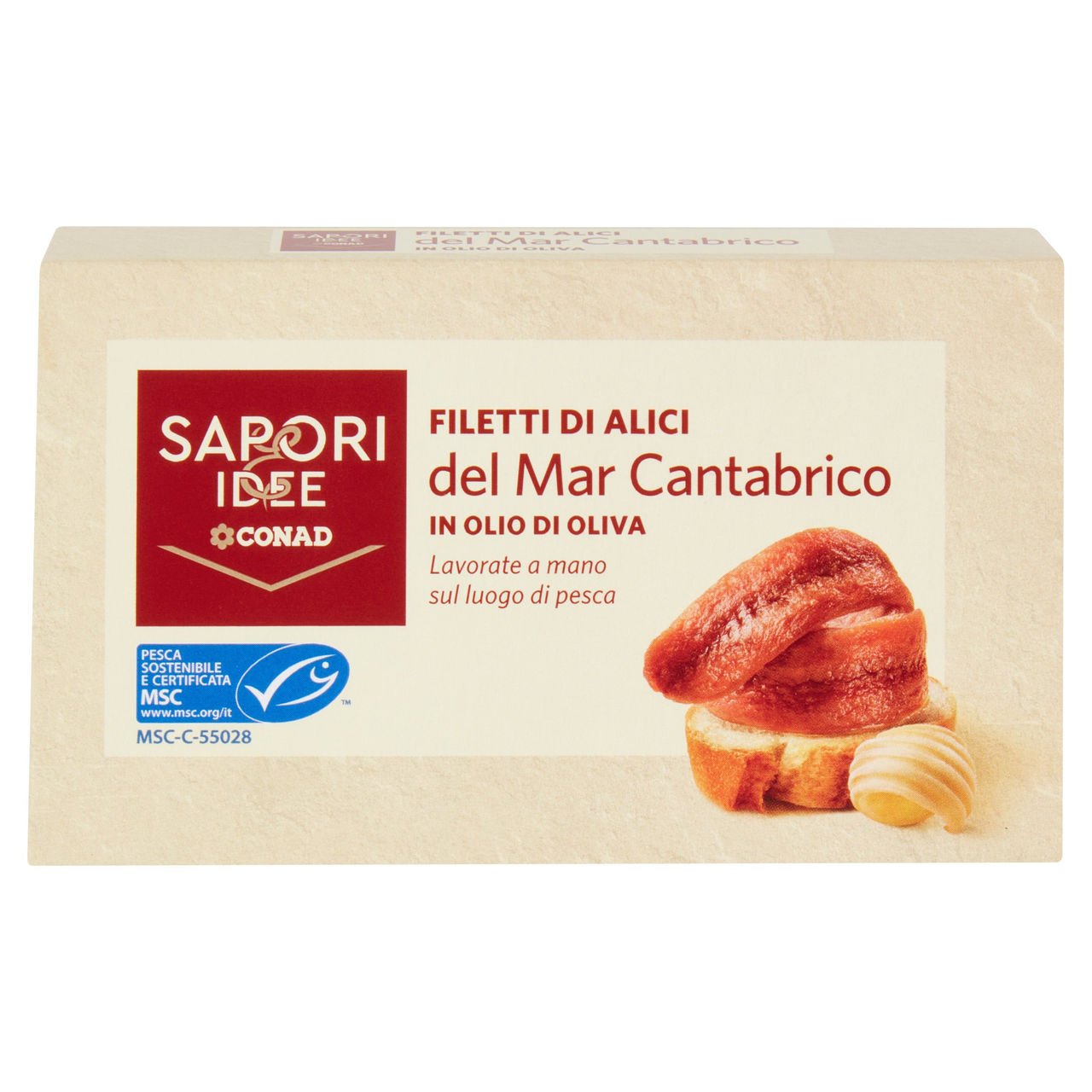 SAPORI & IDEE CONAD Filetti di Alici del Mar Cantabrico in Olio di Oliva 80 g