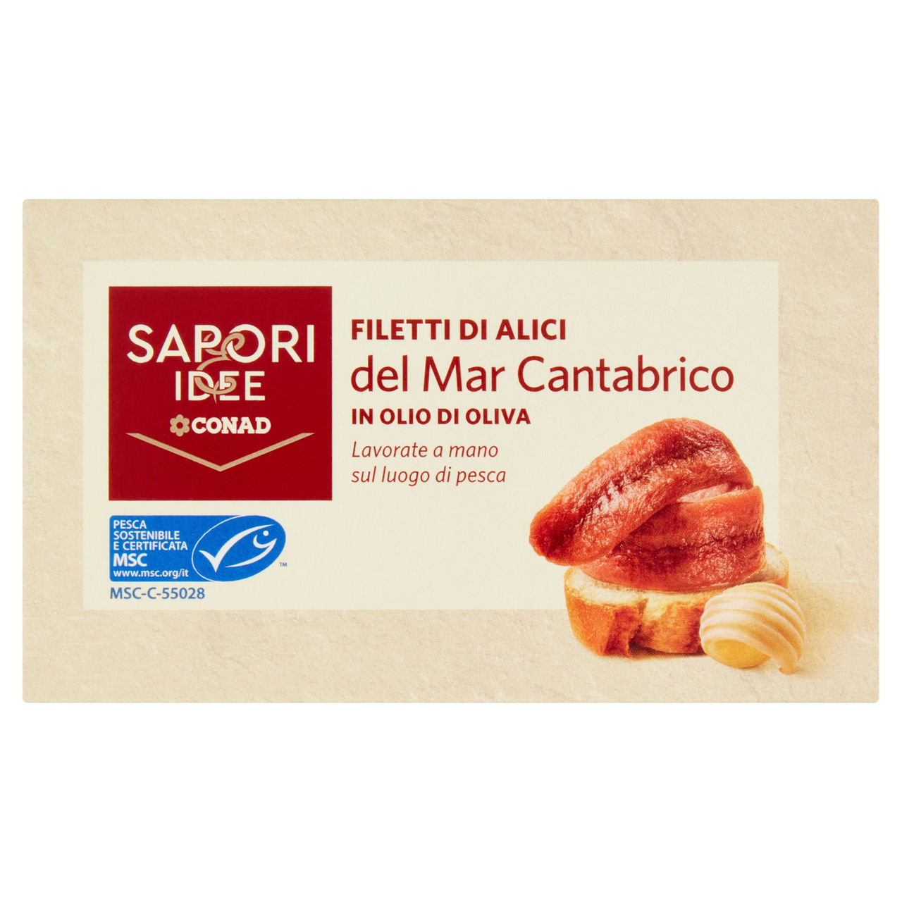 SAPORI & IDEE CONAD Filetti di Alici del Mar Cantabrico in Olio di Oliva 80 g