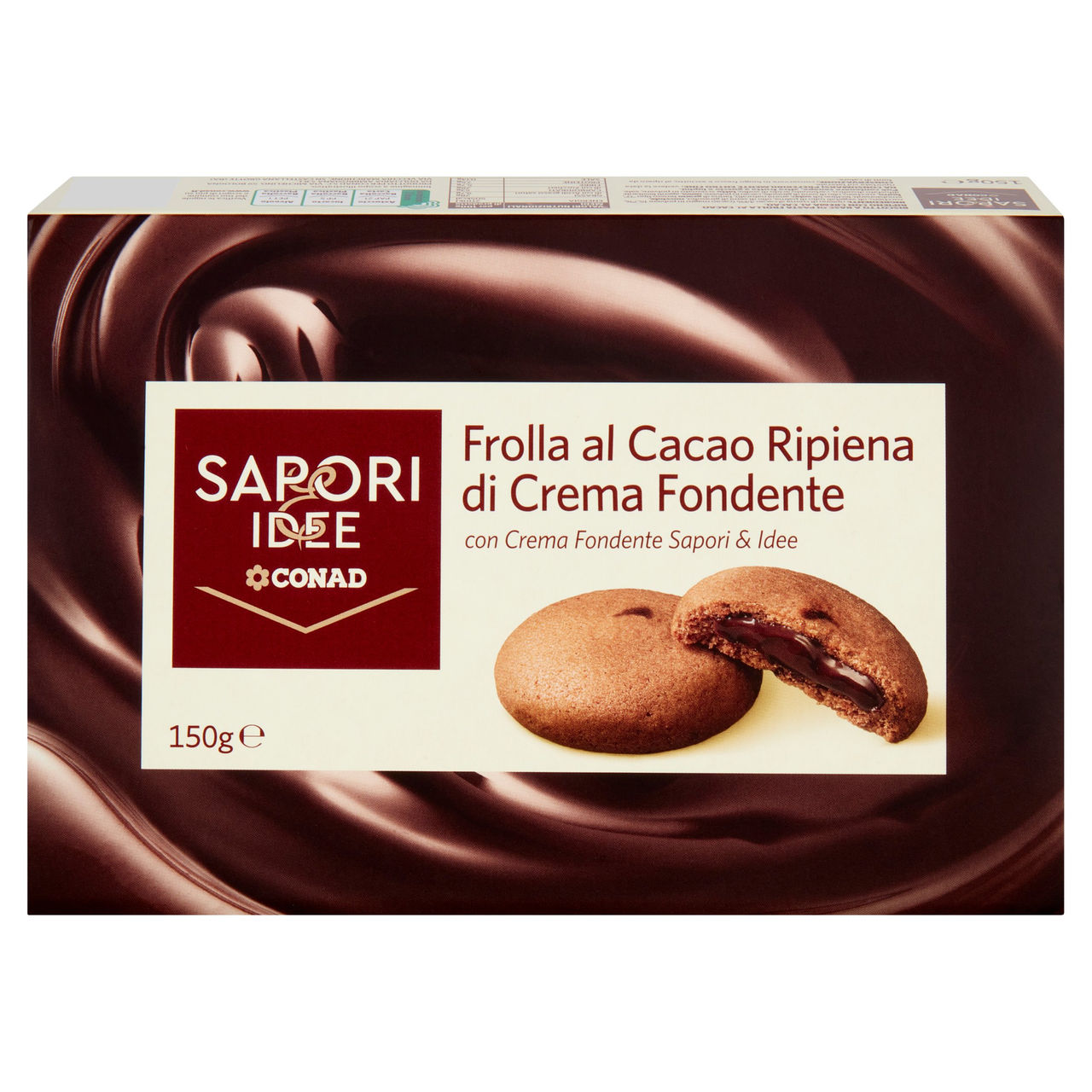 SAPORI & IDEE CONAD Frolla al Cacao Ripiena di Crema Fondente 150 g