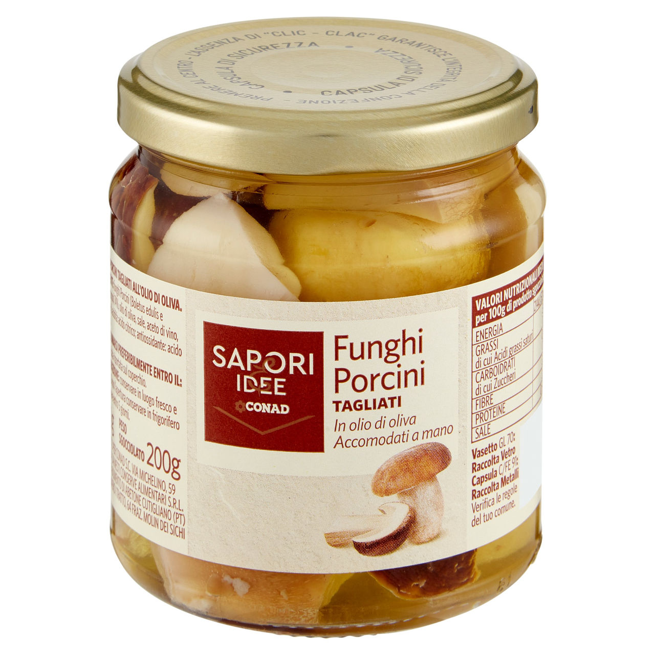 SAPORI & IDEE CONAD Funghi Porcini Tagliati in olio di oliva 270 g