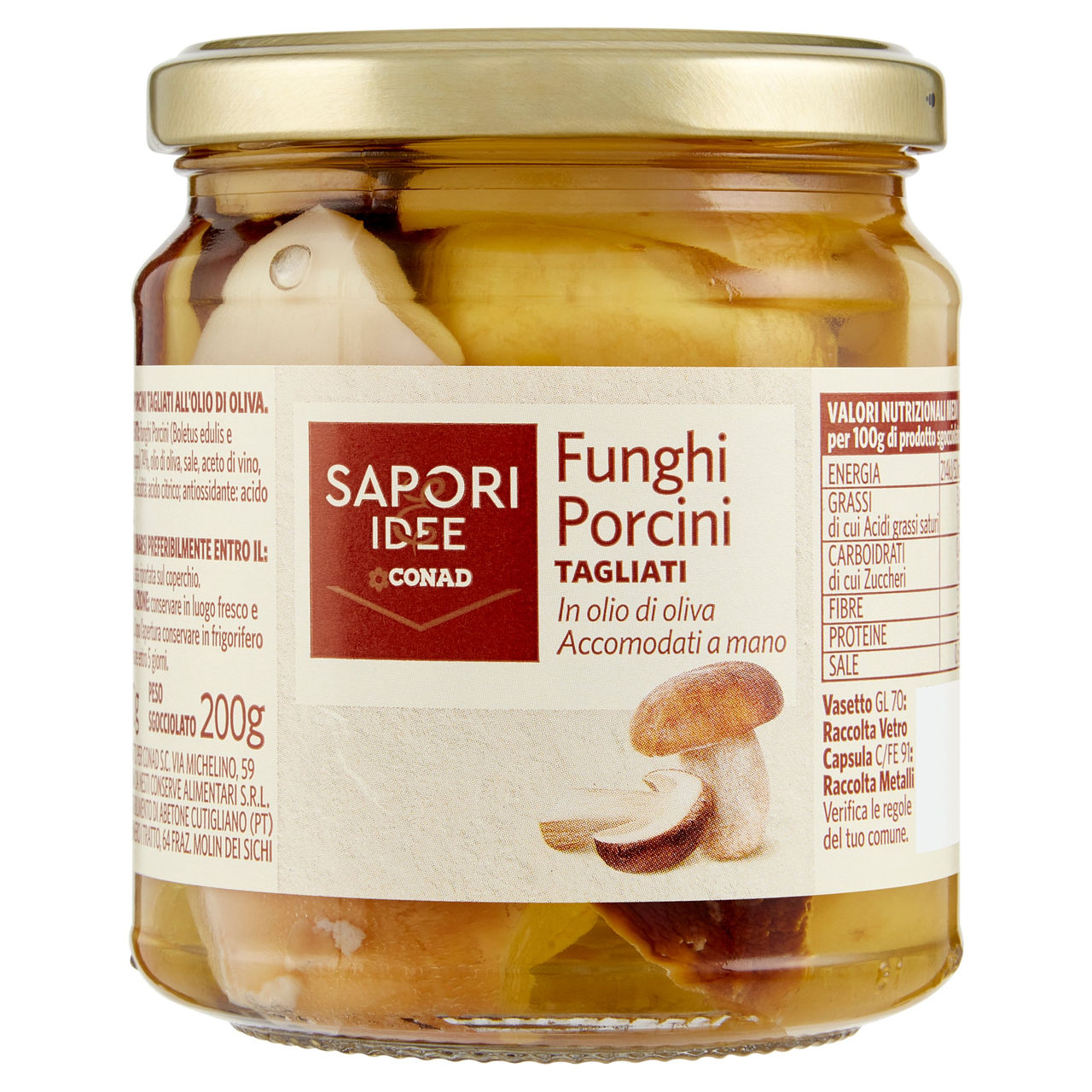 SAPORI & IDEE CONAD Funghi Porcini Tagliati in olio di oliva 270 g