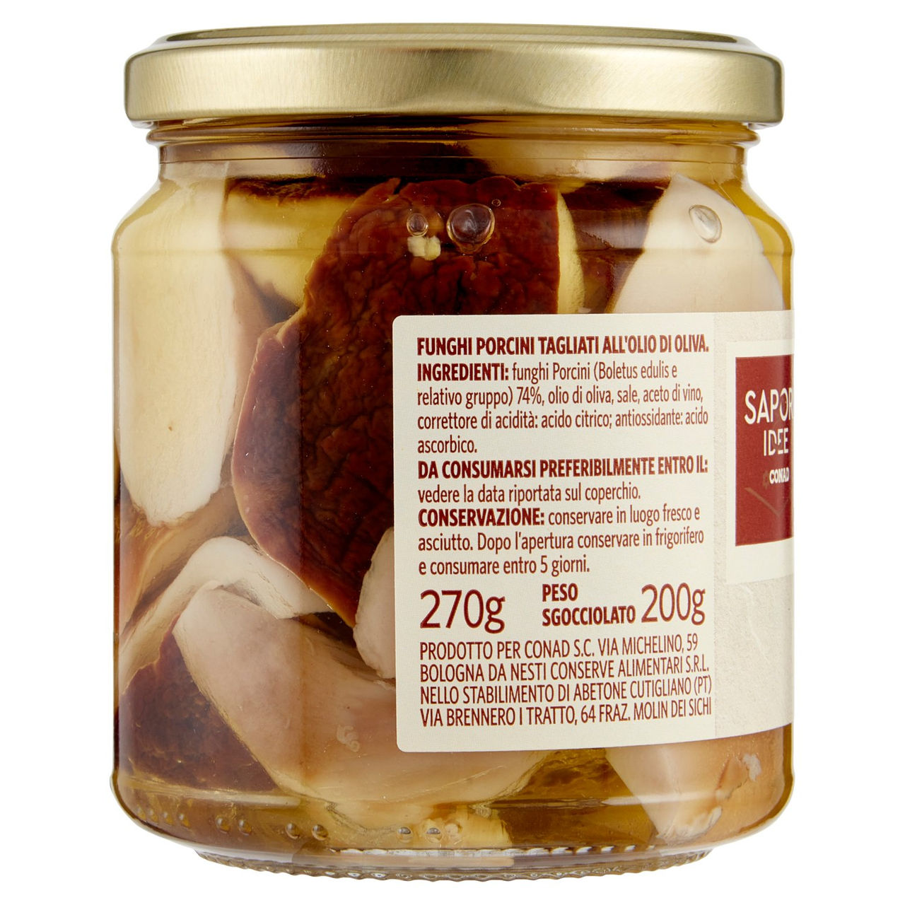 SAPORI & IDEE CONAD Funghi Porcini Tagliati in olio di oliva 270 g