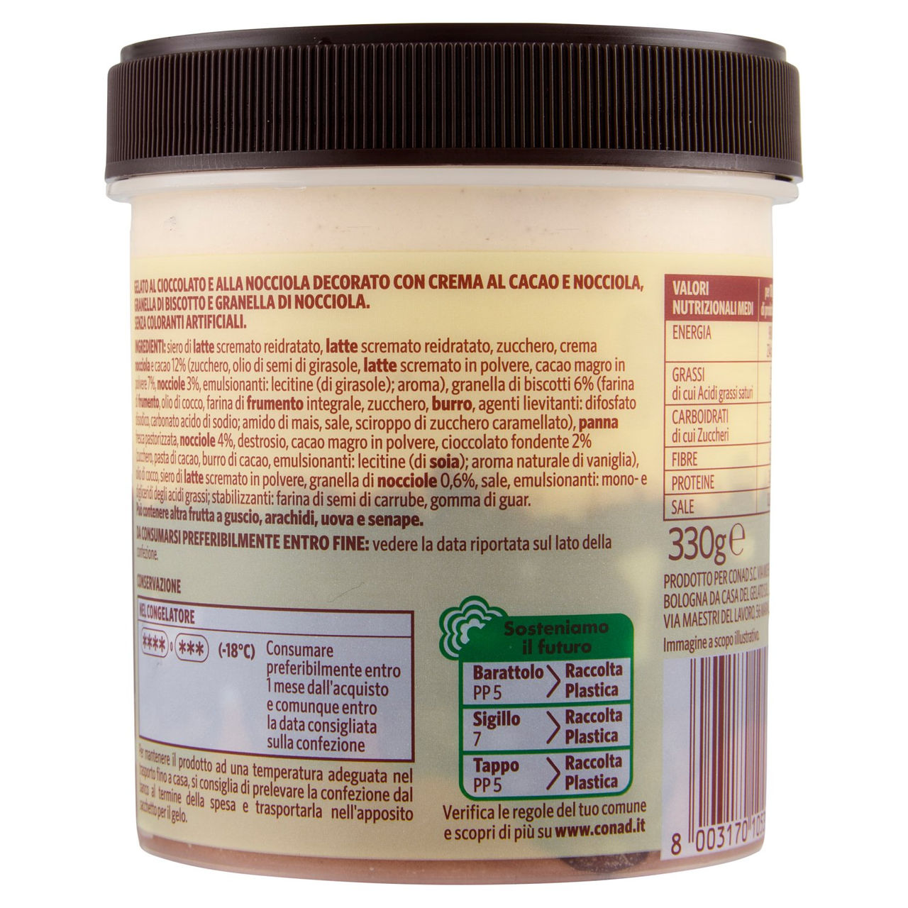 SAPORI & IDEE CONAD Gelato Multistrato Nocciola e Cioccolato 330 g