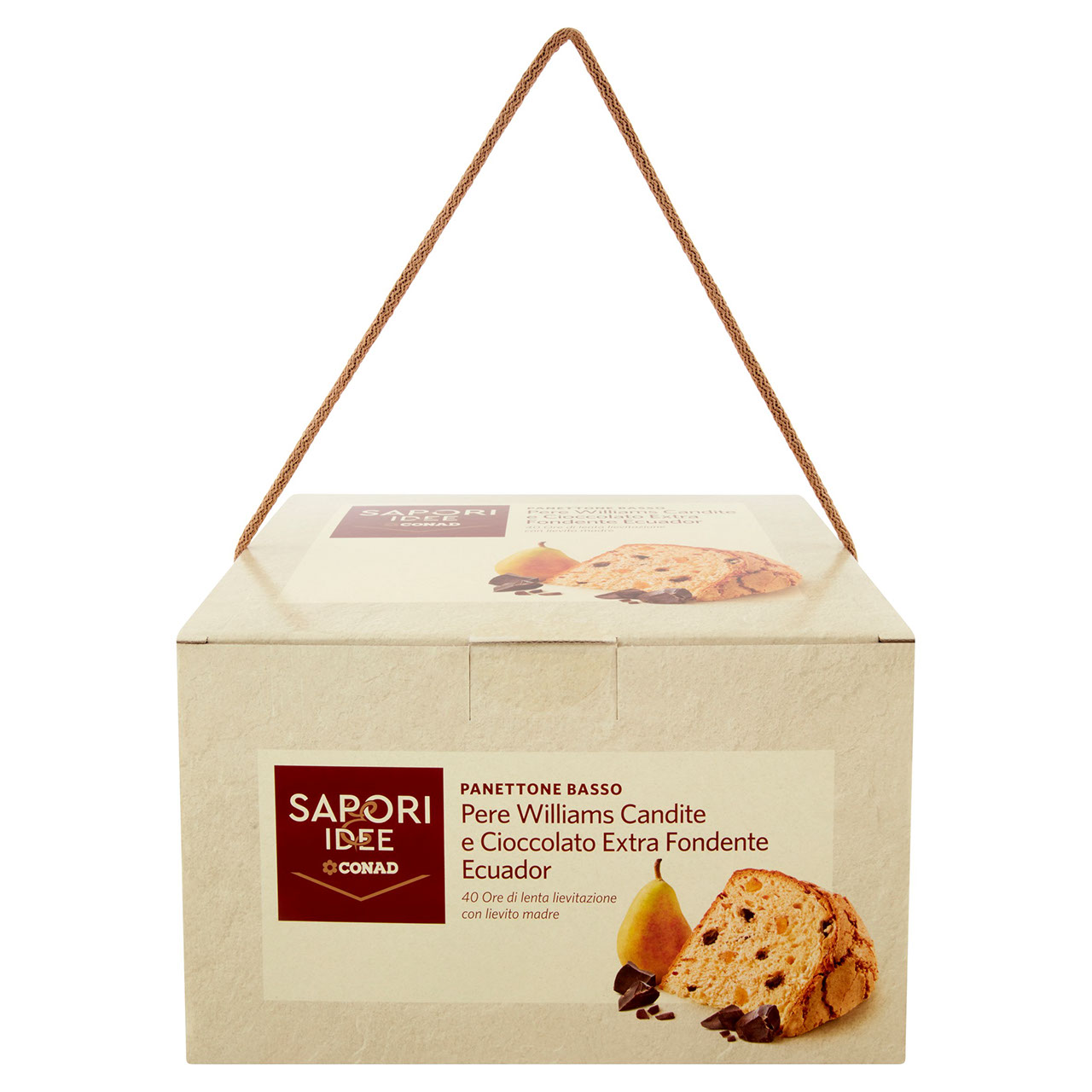 SAPORI & IDEE CONAD Panettone Basso Pere Williams Candite e Cioccolato Extra Fondente Ecuador 1 kg