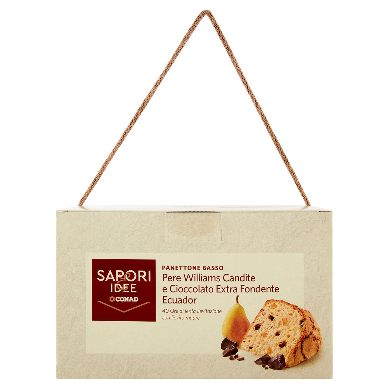 SAPORI & IDEE CONAD Panettone Basso Pere Williams Candite e Cioccolato Extra Fondente Ecuador 1 kg