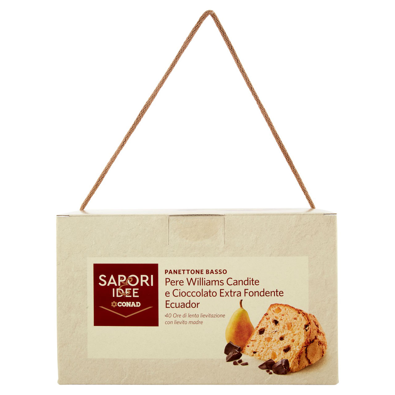 SAPORI & IDEE CONAD Panettone Basso Pere Williams Candite e Cioccolato Extra Fondente Ecuador 1 kg