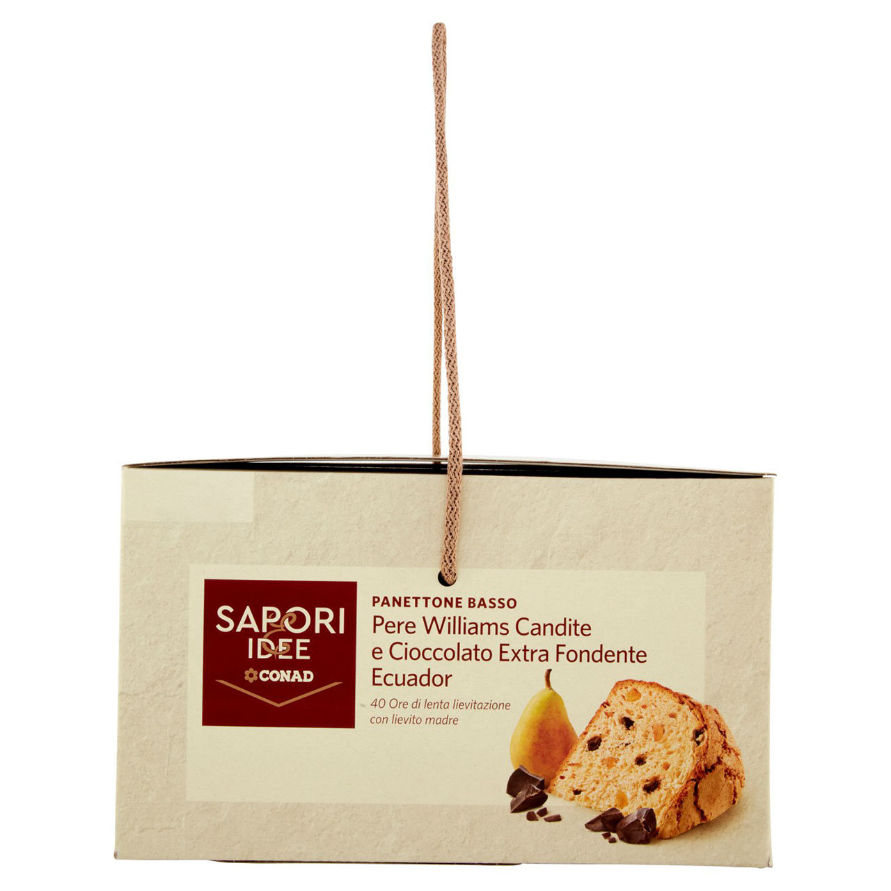 SAPORI & IDEE CONAD Panettone Basso Pere Williams Candite e Cioccolato Extra Fondente Ecuador 1 kg