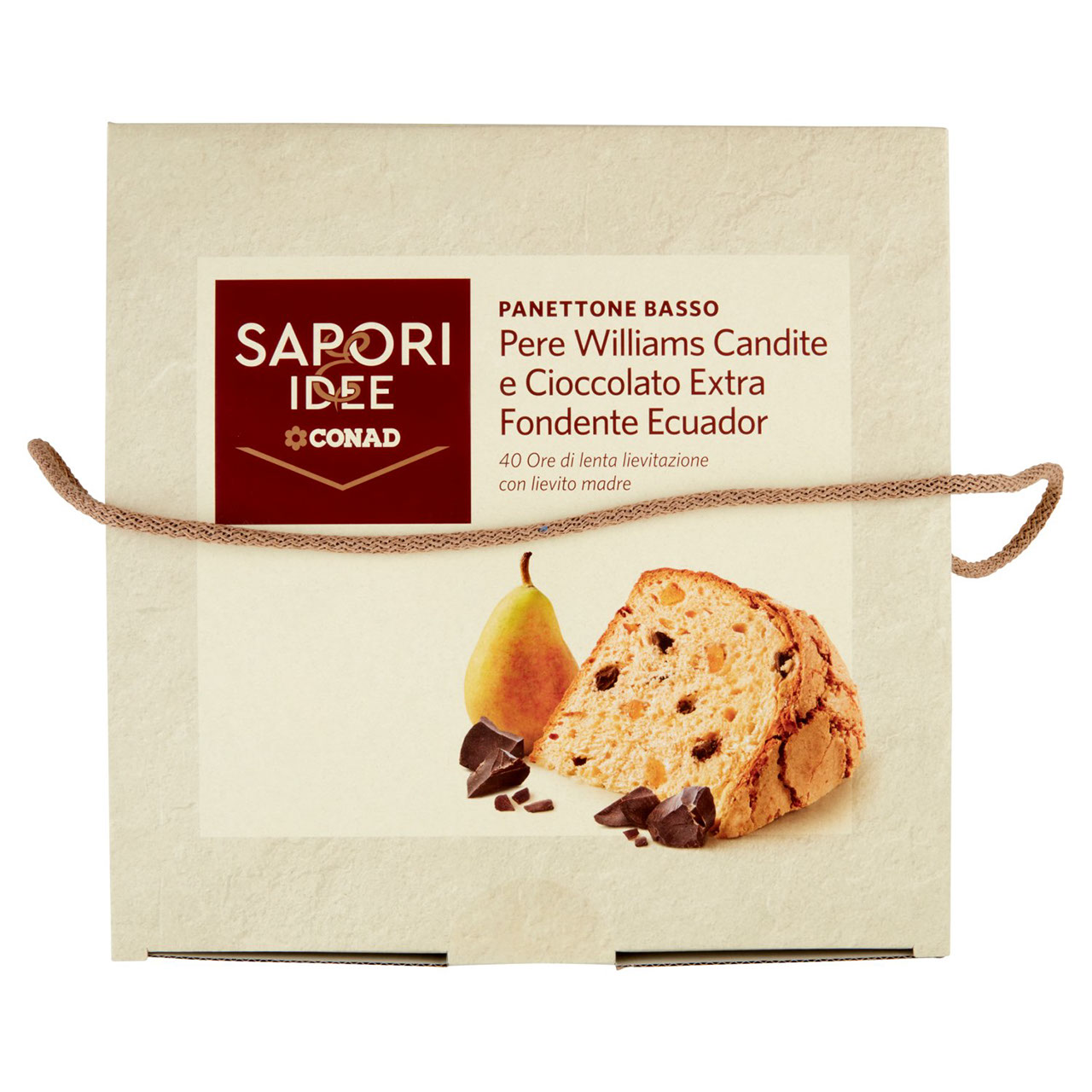 SAPORI & IDEE CONAD Panettone Basso Pere Williams Candite e Cioccolato Extra Fondente Ecuador 1 kg