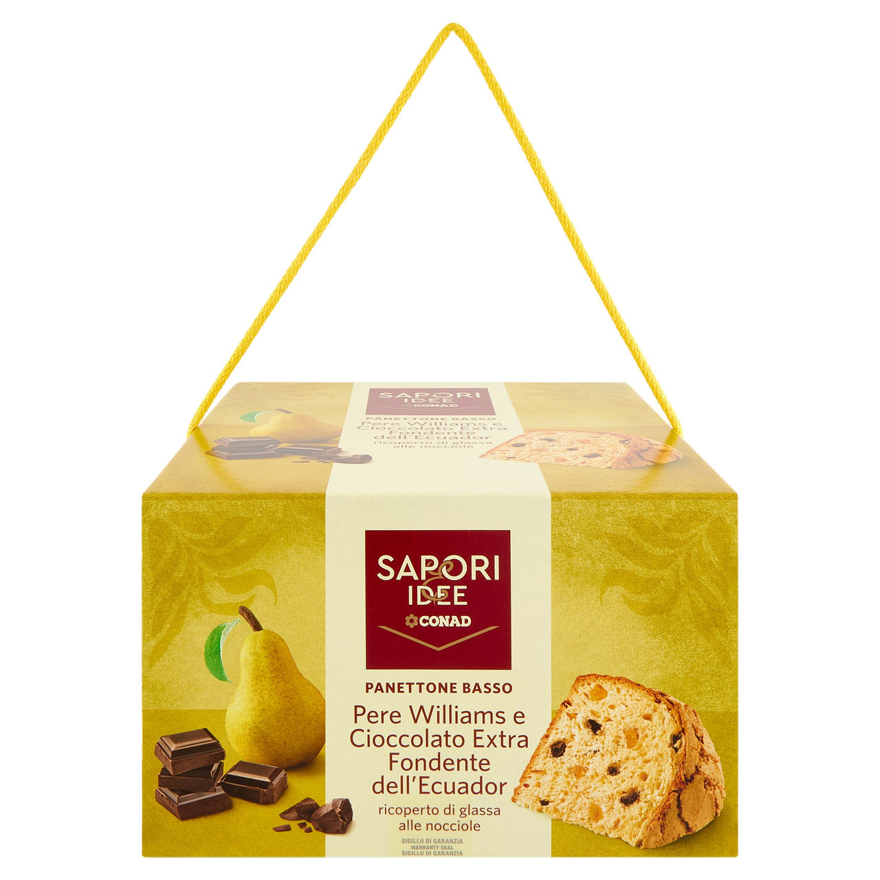 SAPORI & IDEE CONAD Panettone Basso Pere Williams e Cioccolato Extra Fondente dell'Ecuador 850 g