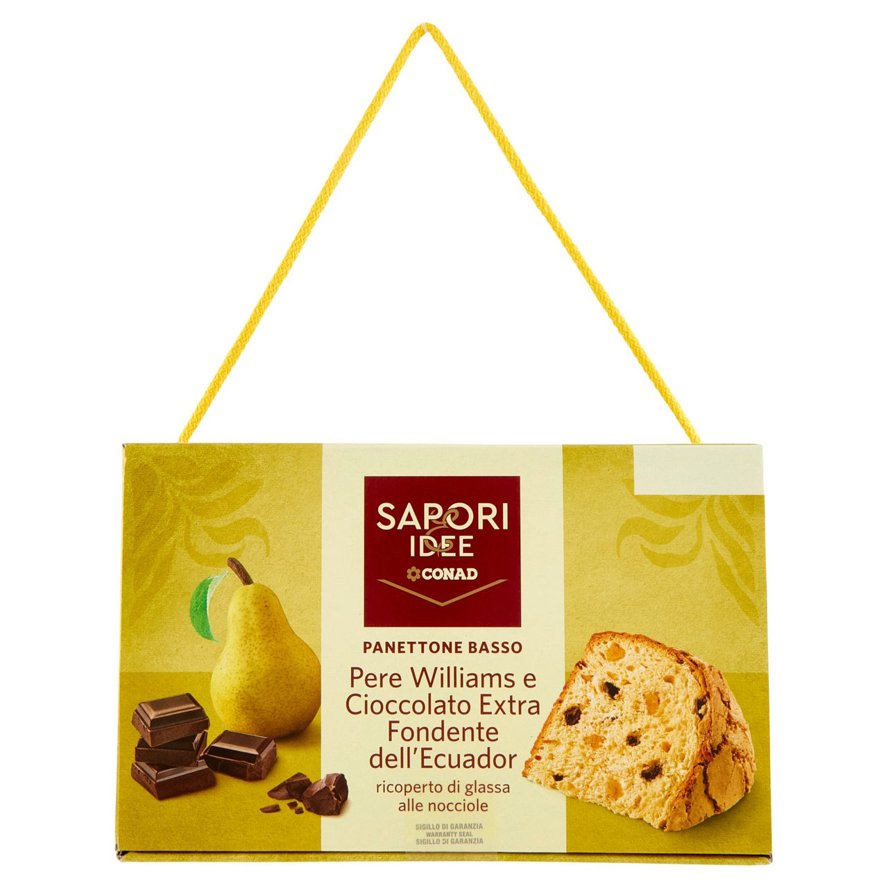 SAPORI & IDEE CONAD Panettone Basso Pere Williams e Cioccolato Extra Fondente dell'Ecuador 850 g