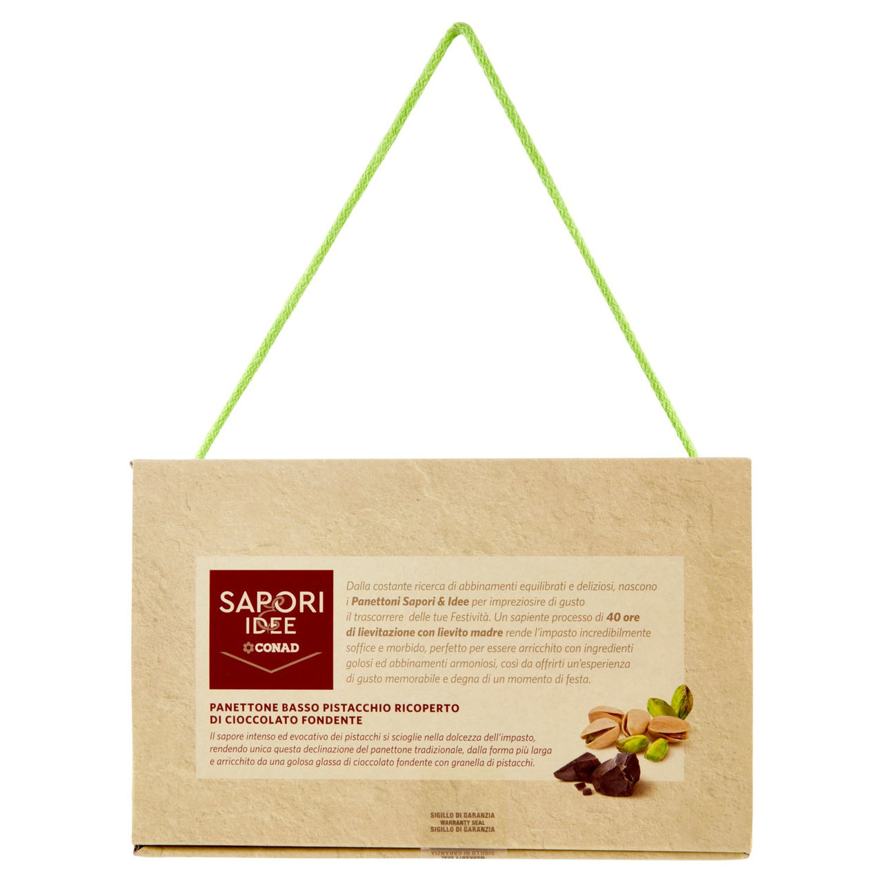 SAPORI & IDEE CONAD Panettone Basso Pistacchio ricoperto di cioccolato fondente 1 kg
