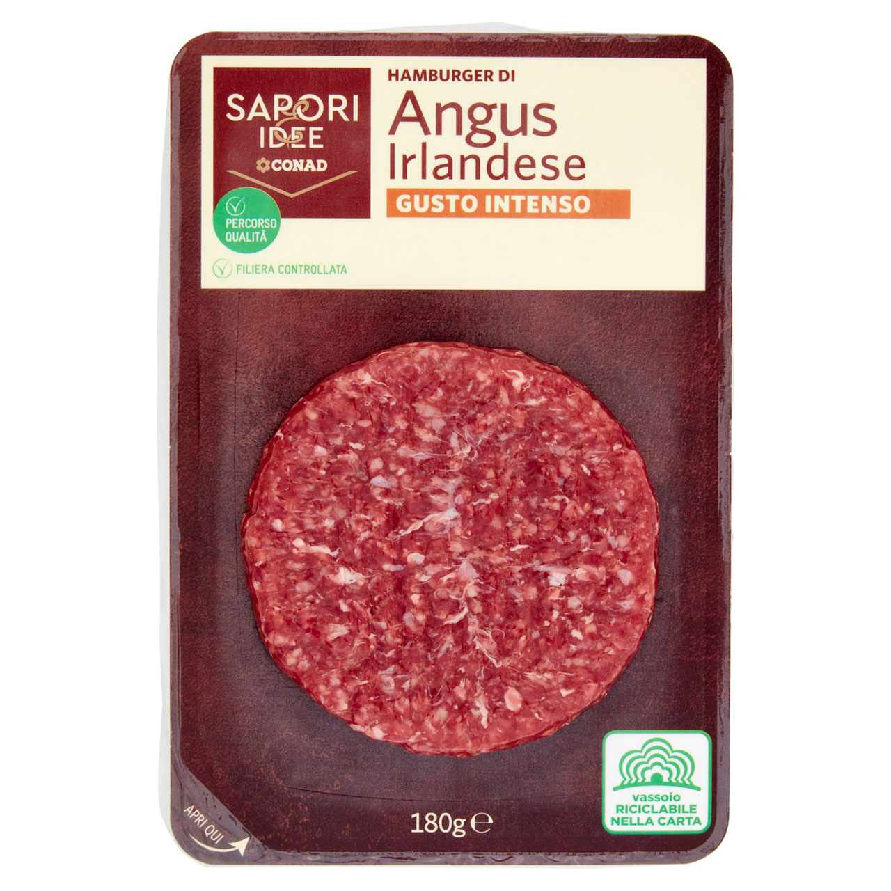 SAPORI & IDEE CONAD Percorso Qualità Hamburger di Angus Irlandese Gusto Intenso 180 g