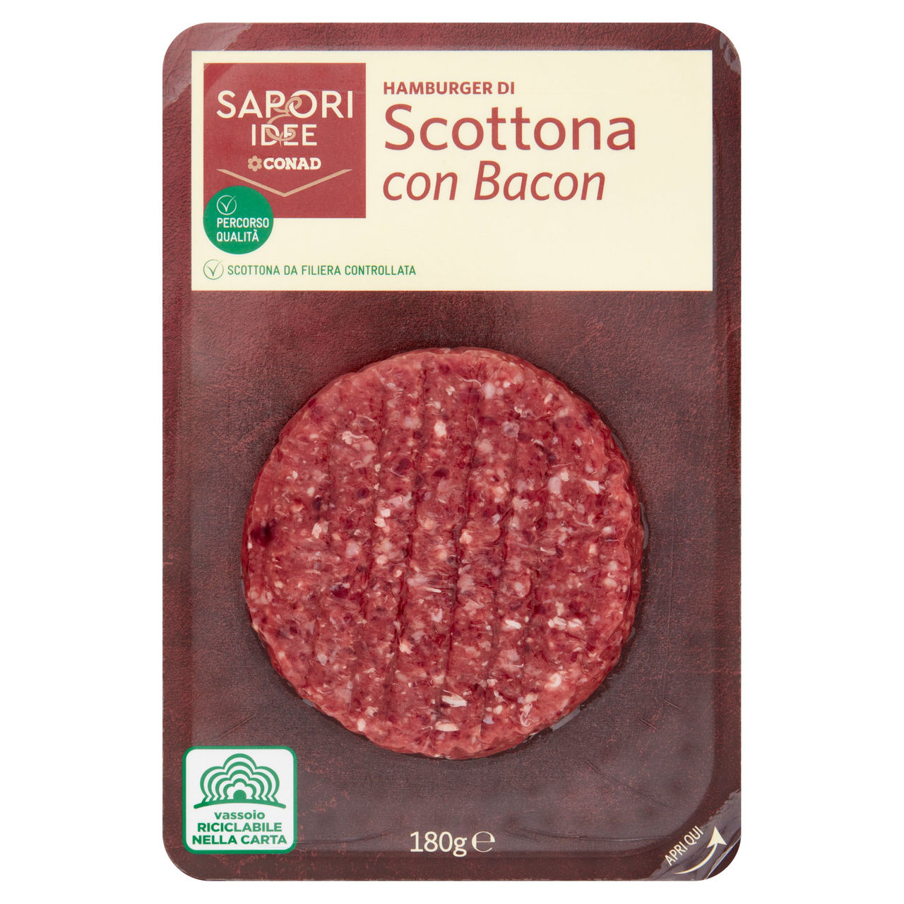 SAPORI & IDEE CONAD Percorso Qualità Hamburger di Scottona Benessere con Bacon 180g