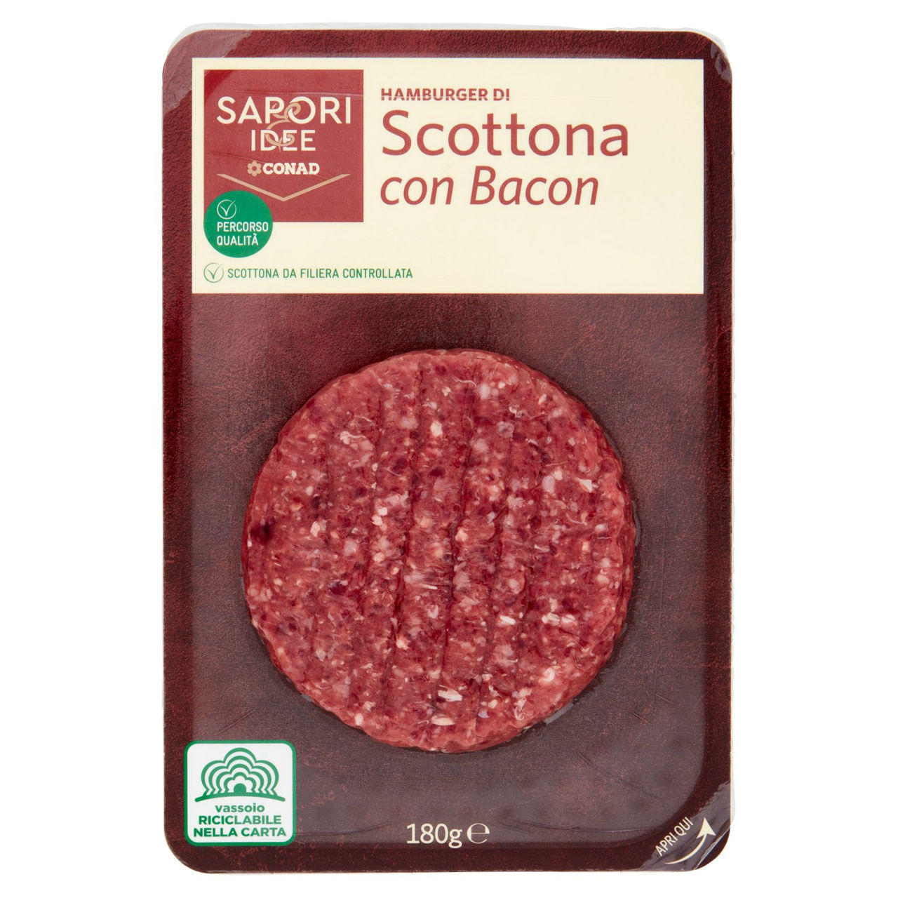 SAPORI & IDEE CONAD Percorso Qualità Hamburger di Scottona Benessere con Bacon 180g