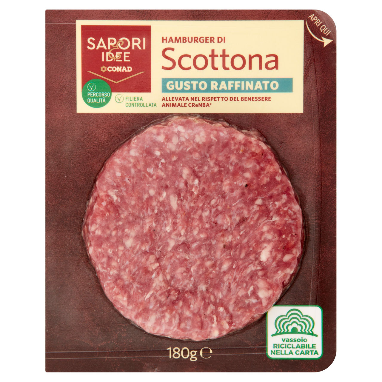 SAPORI & IDEE CONAD Percorso Qualità Hamburger di Scottona benessere Gusto Raffinato 180 g