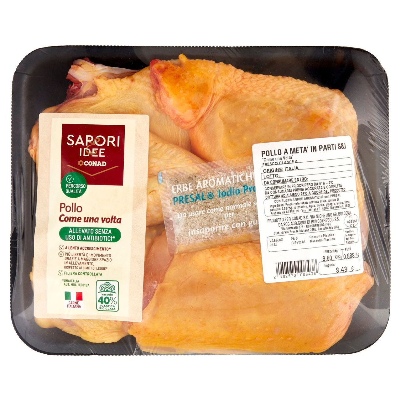 SAPORI & IDEE CONAD Percorso Qualità Pollo Come una volta Senza Antibiotici Pollo a Metà in Parti