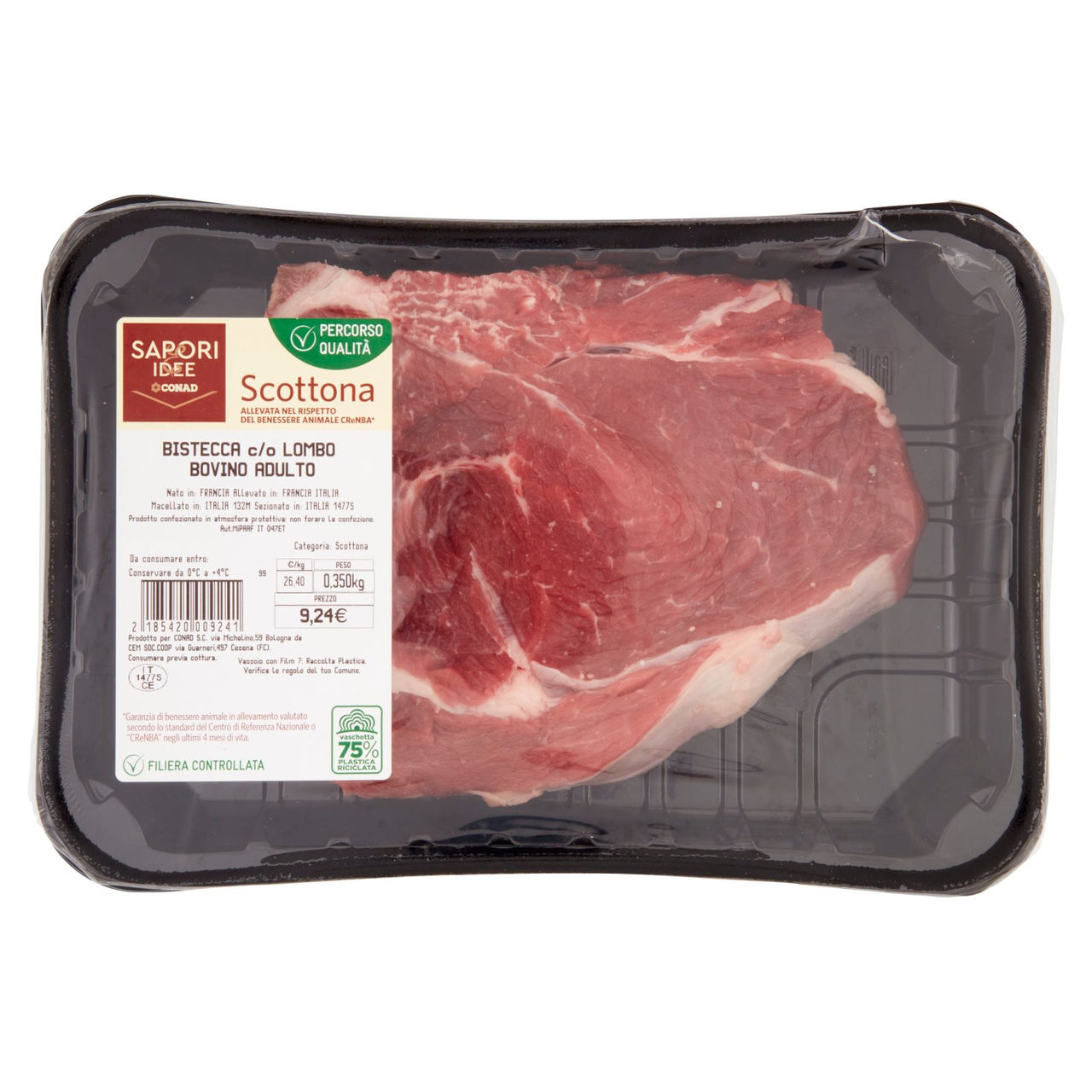 SAPORI & IDEE CONAD Percorso Qualità Scottona Bistecca c/o Lombo Bovino Adulto benessere