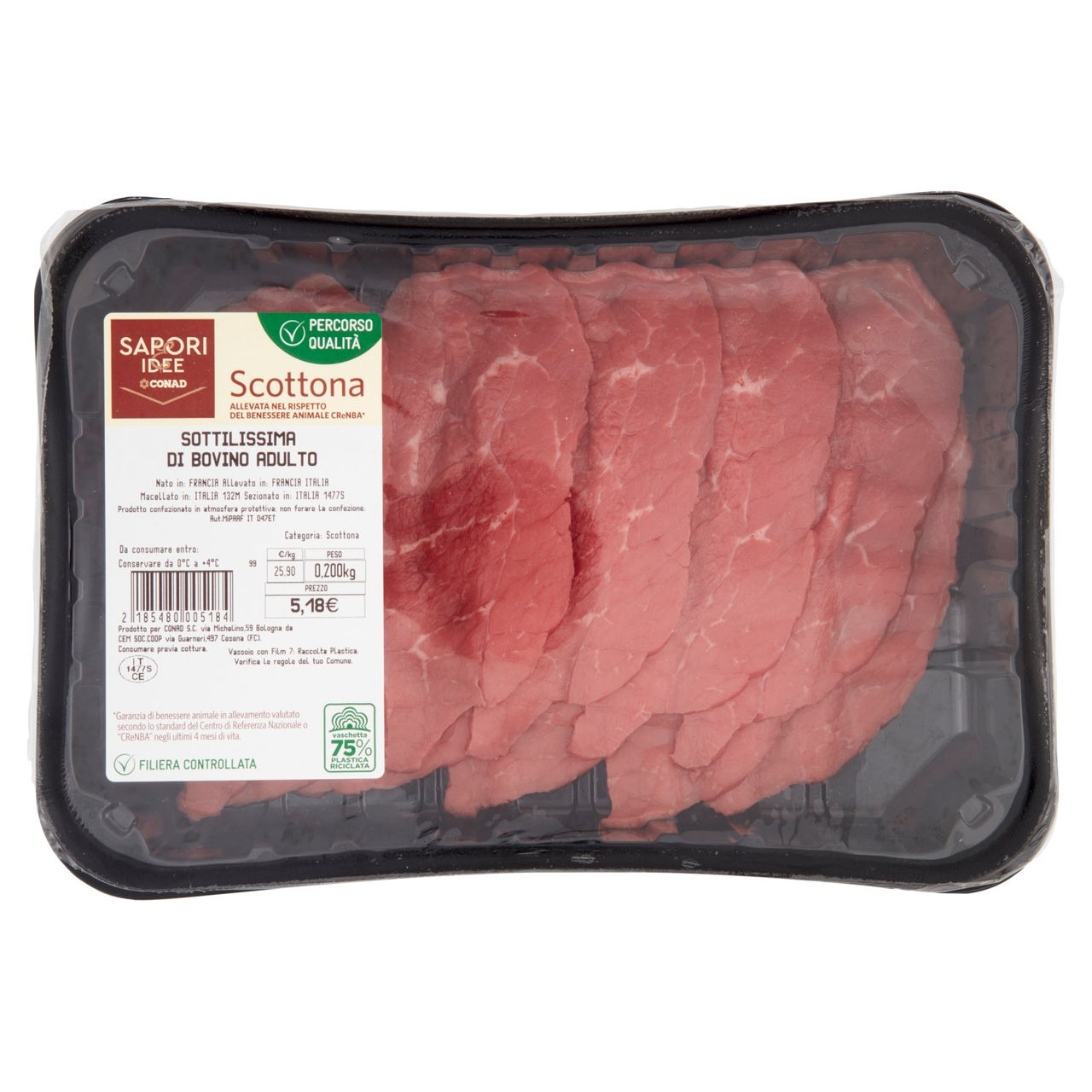 SAPORI & IDEE CONAD Percorso Qualità Scottona Sottilissima di Bovino Adulto benessere