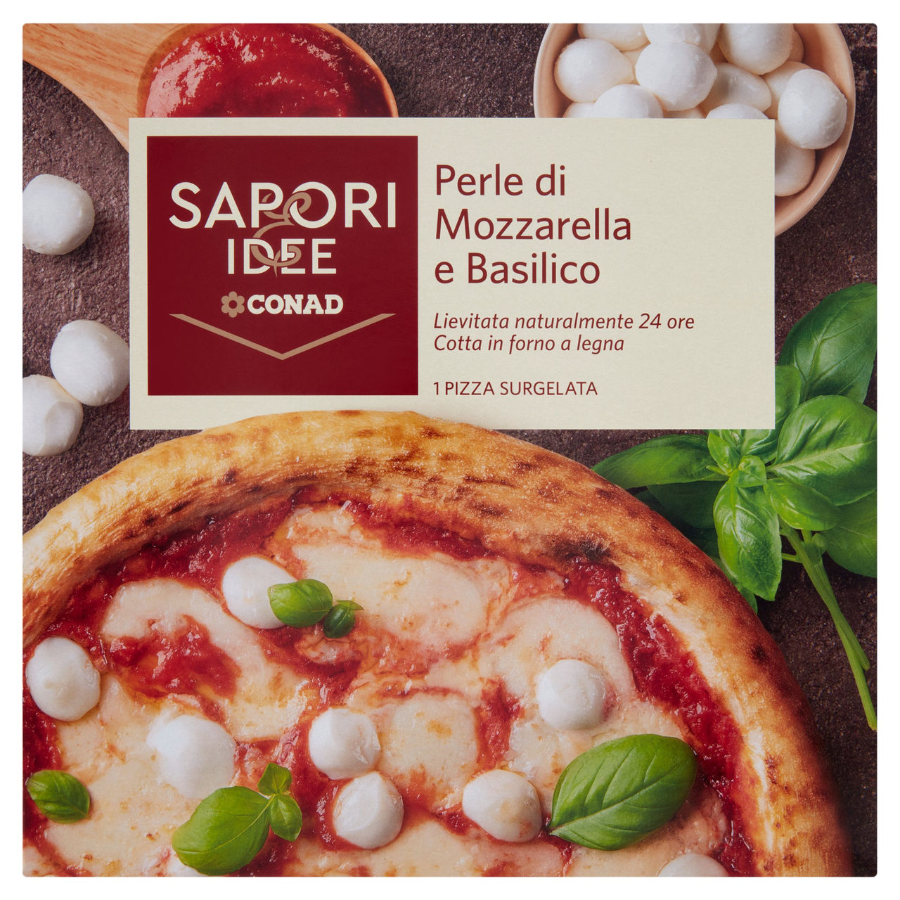 SAPORI & IDEE CONAD Perle di Mozzarella e Basilico 1 Pizza Surgelata 407 g