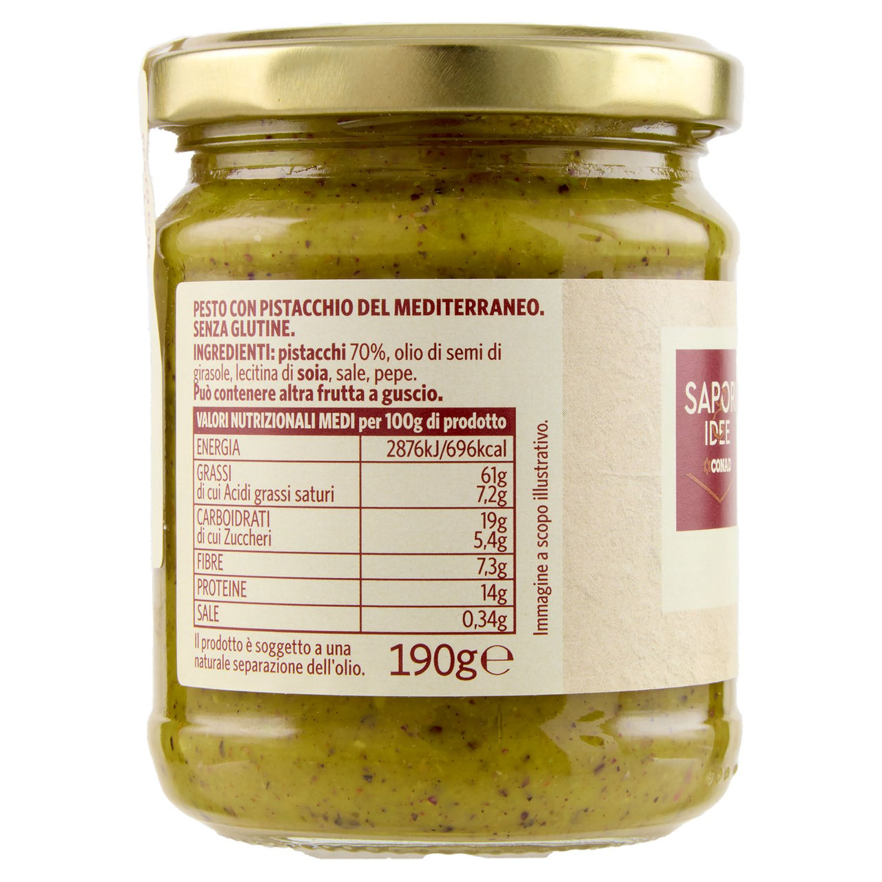 SAPORI & IDEE CONAD Pesto con Pistacchio del Mediterraneo 190 g