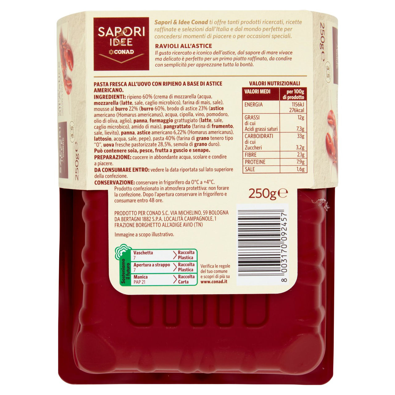 SAPORI & IDEE CONAD Ravioli all'Astice 250 g