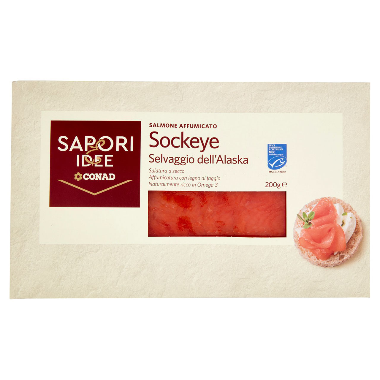 SAPORI & IDEE CONAD Salmone Affumicato Sockeye Selvaggio dell'Alaska 200 g