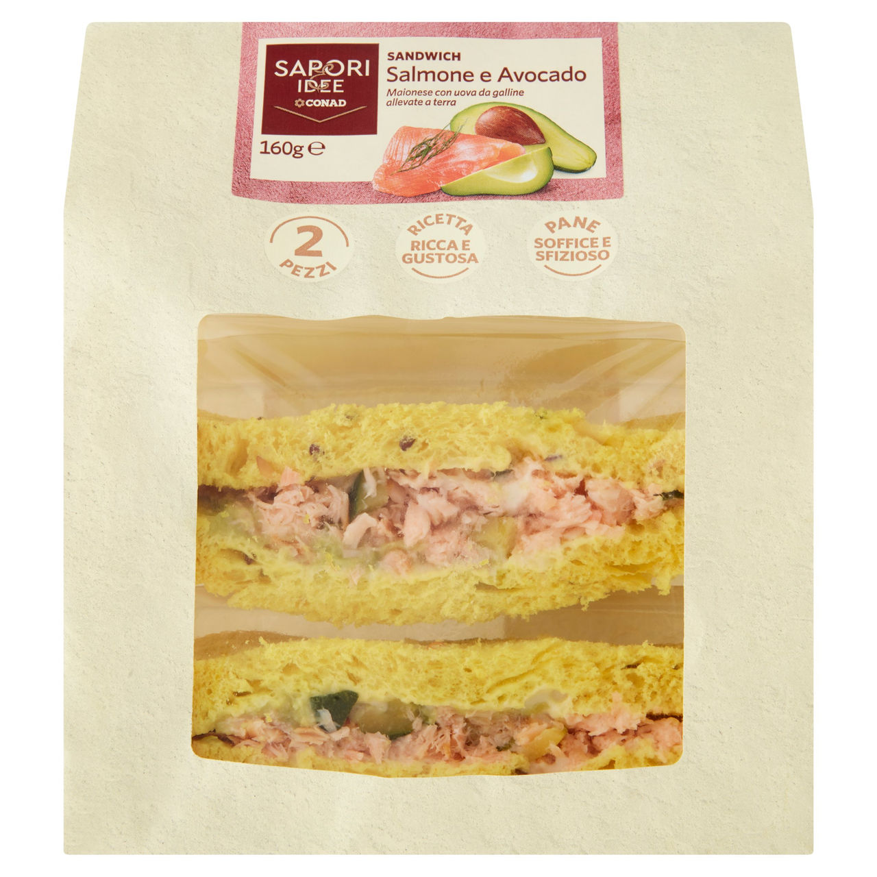 SAPORI & IDEE CONAD Sandwich Salmone e Avocado 2 Pezzi 160 g