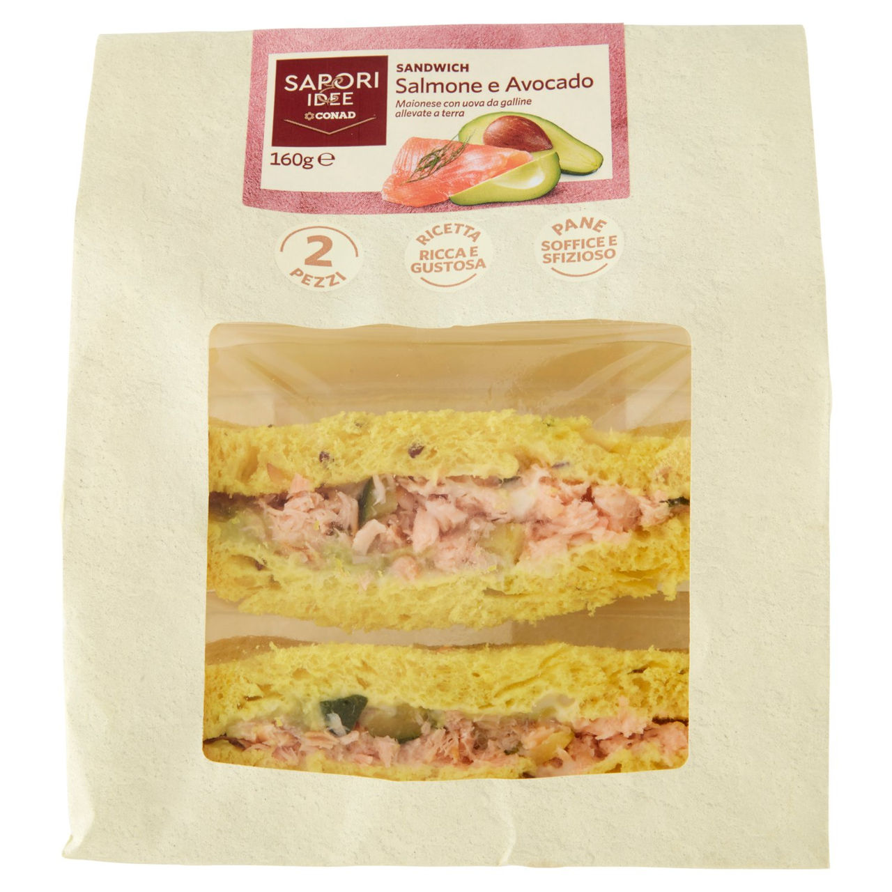 SAPORI & IDEE CONAD Sandwich Salmone e Avocado 2 Pezzi 160 g