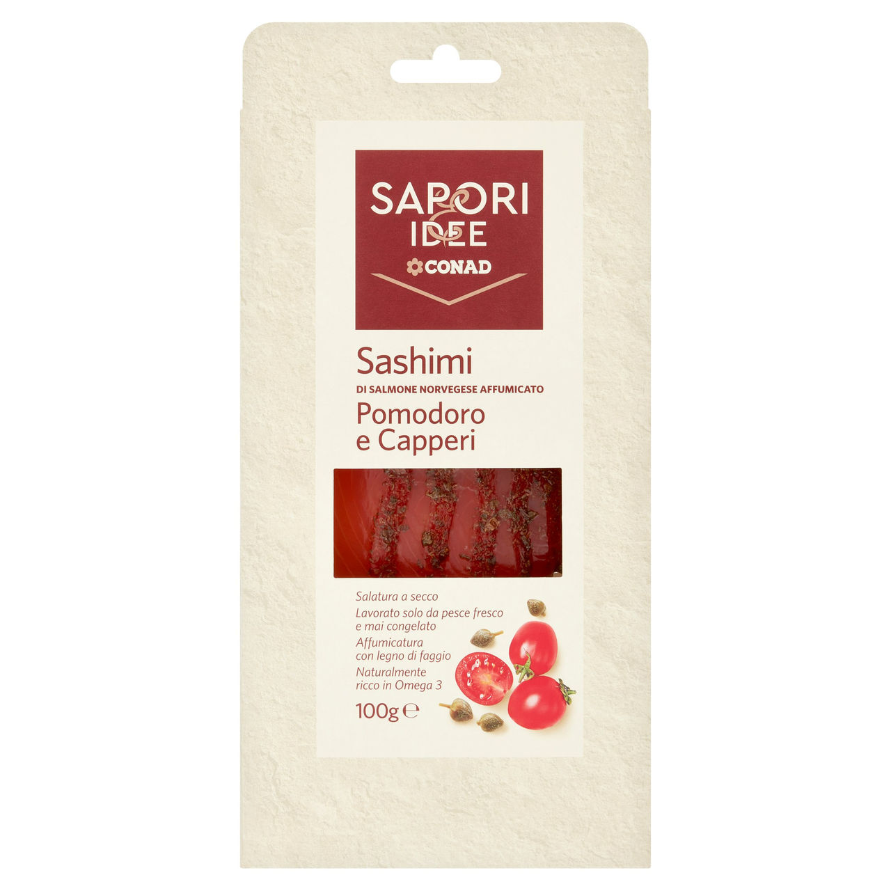 SAPORI & IDEE CONAD Sashimi di Salmone Affumicato Pomodori e Capperi 100 g