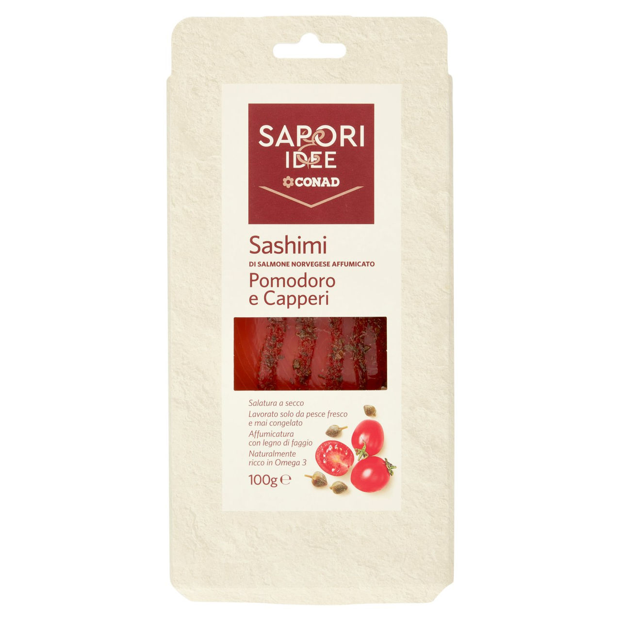 SAPORI & IDEE CONAD Sashimi di Salmone Affumicato Pomodori e Capperi 100 g