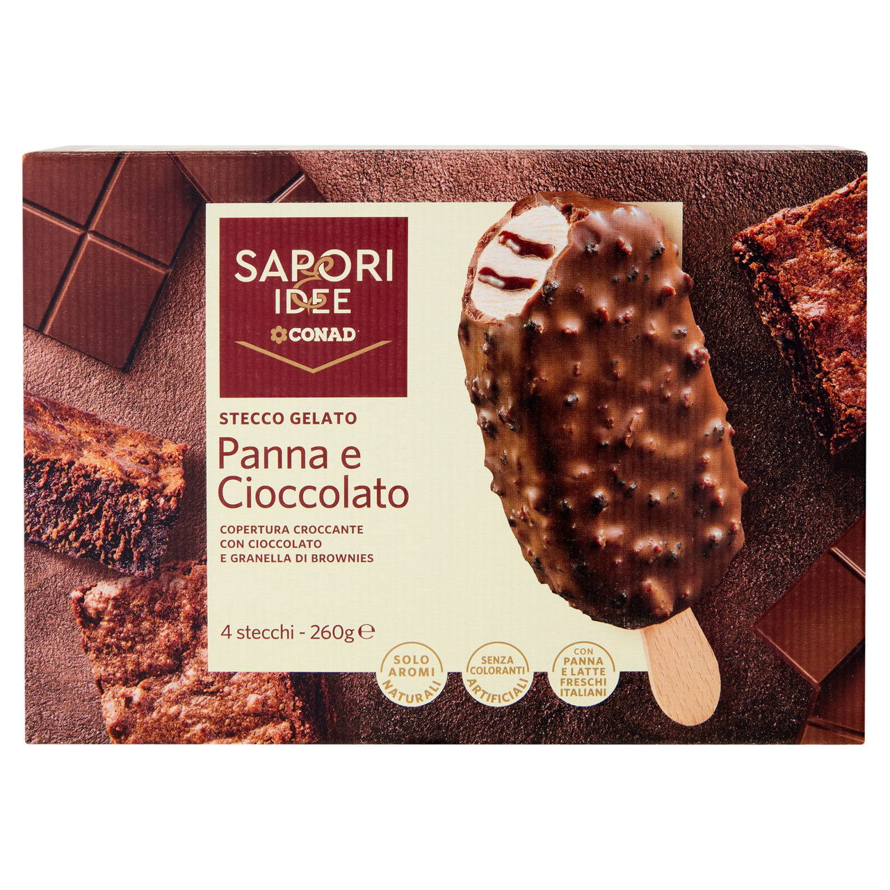 SAPORI & IDEE CONAD Stecco Gelato Panna e Cioccolato 4 x 65 g
