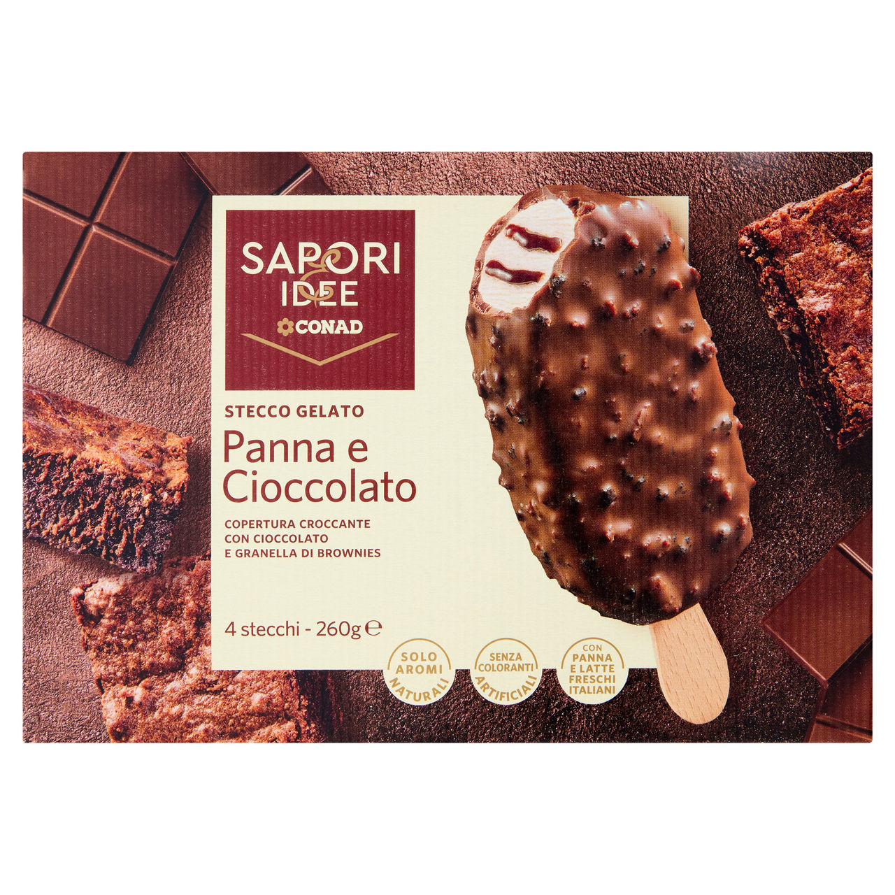 SAPORI & IDEE CONAD Stecco Gelato Panna e Cioccolato 4 x 65 g