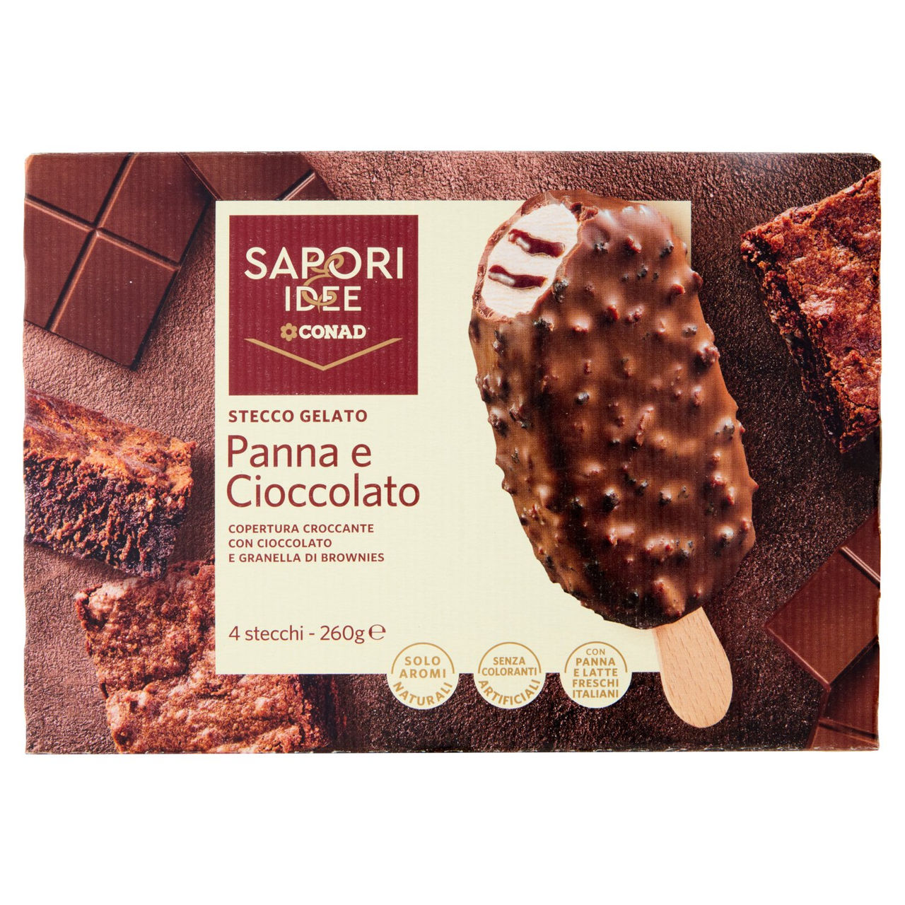 SAPORI & IDEE CONAD Stecco Gelato Panna e Cioccolato 4 x 65 g