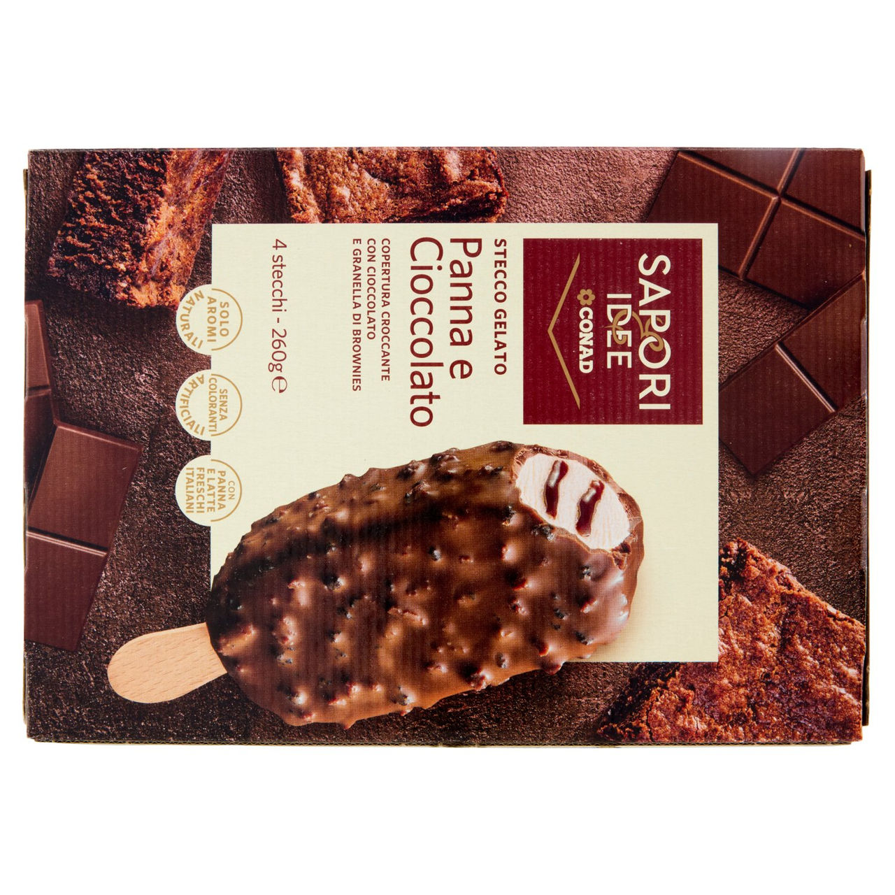 SAPORI & IDEE CONAD Stecco Gelato Panna e Cioccolato 4 x 65 g