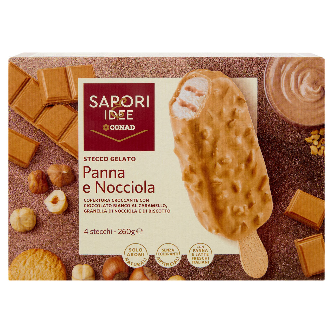 SAPORI & IDEE CONAD Stecco Gelato Panna e Nocciola 4 x 65 g