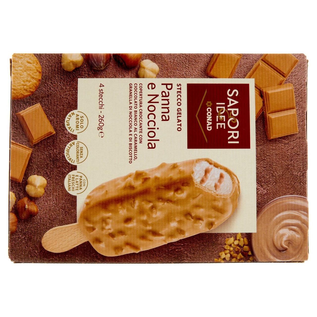 SAPORI & IDEE CONAD Stecco Gelato Panna e Nocciola 4 x 65 g