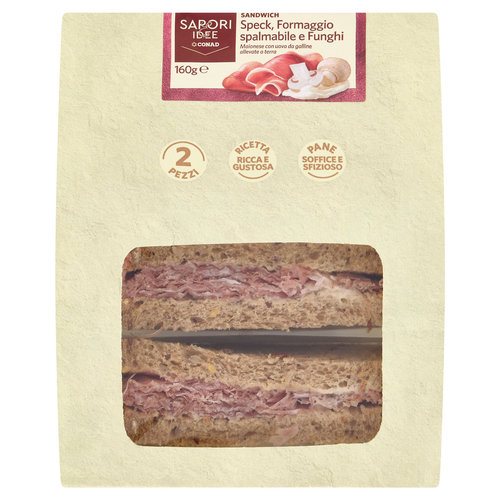 SAPORI & IDEE Sandwich Speck, Formaggio spalmabile e Funghi 2 Pezzi 160 g